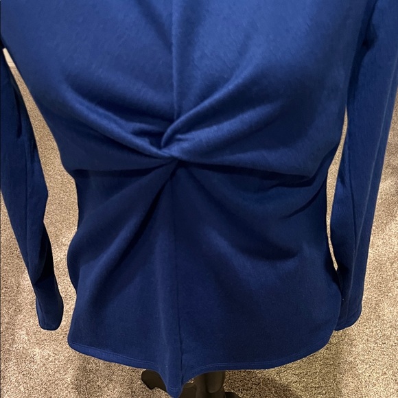 Peace Love World Deep Blue Twist Blouse - Picture 3 of 8